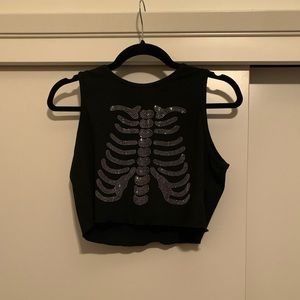 Rhinestone skeleton crop top